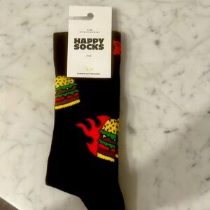 NWT HAPPY SOCKS FLAMING BURGER